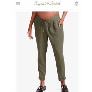 Ingrid & Isabel Linen Tencel Blend Maternity Pants Green Size XL